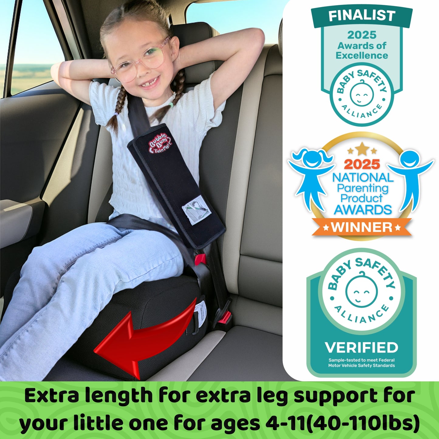 BubbleBum TelePort háttámla nélküli ülésmagasító – R129 (i-Size) minősítéssel